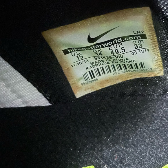 Size 15- Nike Vapor Carbon 2014 Elite Men's Football Cleats Style 631425-100. - Picture 10 of 12